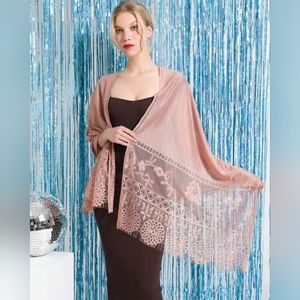 NEW Party Dance Bridal Shawl Dusty Pink Fringe
